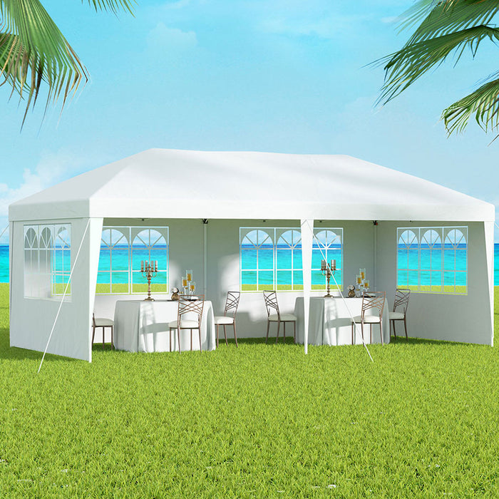 Danoz Outdoors - Instahut Gazebo Pop Up Marquee 3x6m Wedding Party Outdoor Camping Tent Canopy Side Wall White