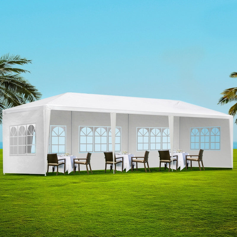 Danoz Outdoors - Instahut Gazebo 3x9m Marquee Wedding Party Tent Outdoor Camping Side Wall Canopy 5 Panel White