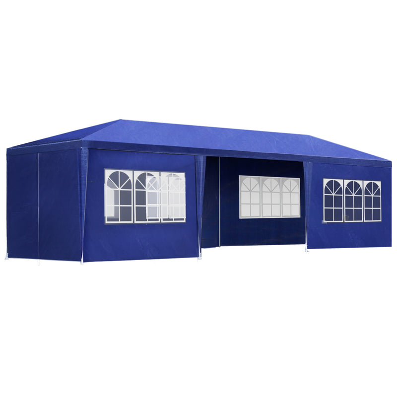 Danoz Outdoors ⛺ Instahut Gazebo 3x9m Marquee Wedding Party Tent Outdoor Camping Side Wall Canopy 8 Panel Blue