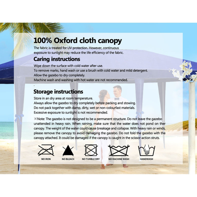 Danoz Outdoors ⛺ Instahut Gazebo 3x9m Marquee Wedding Party Tent Outdoor Camping Side Wall Canopy 8 Panel Blue