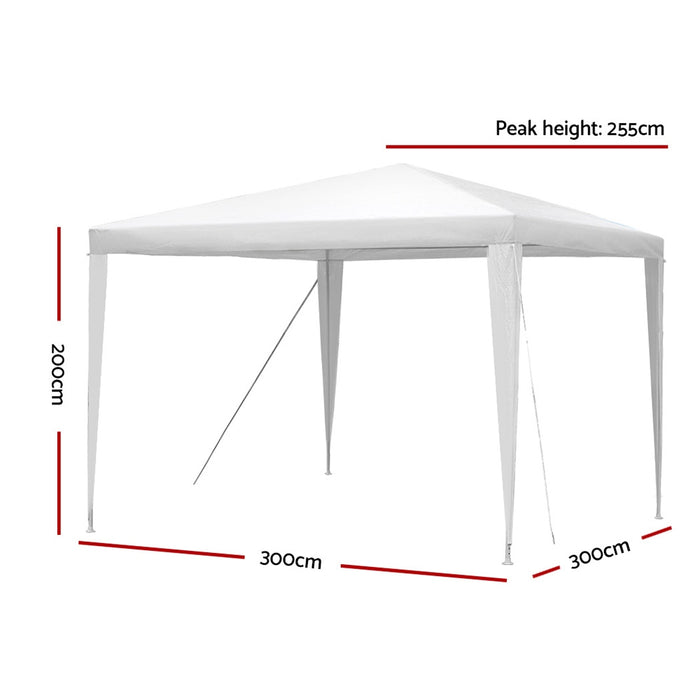 Danoz Outdoors - Instahut Gazebo 3x3m Wedding Party Marquee Tent Outdoor Event Camping Canopy Shade White - Incl. Delivery