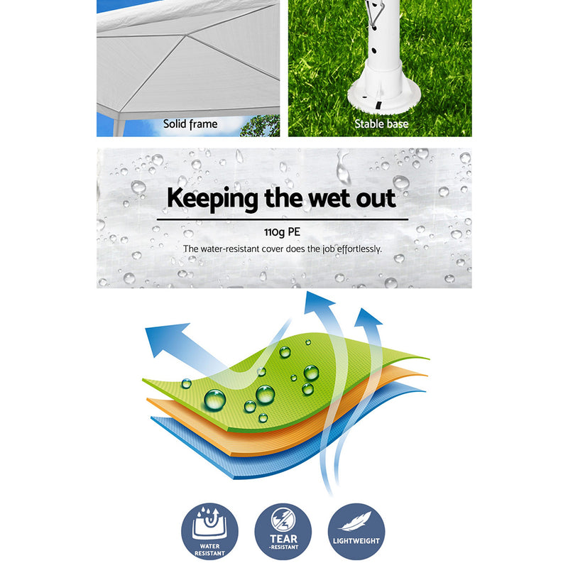 Danoz Outdoors - Instahut Gazebo 3x3m Beach, Wedding Party Marquee Tent Outdoor Event Camping Canopy Shade White - Incl. Delivery