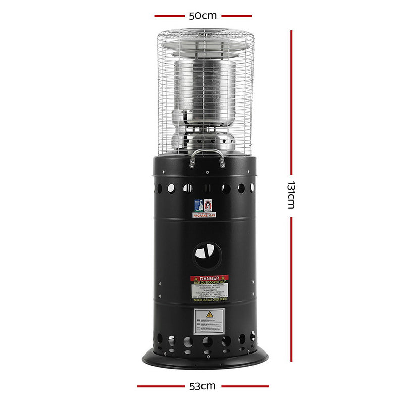 Danoz Direct - Devanti Outdoor Gas Patio Heater in black! For chilly nights, this heater provides powerful heat, gas-fueled design