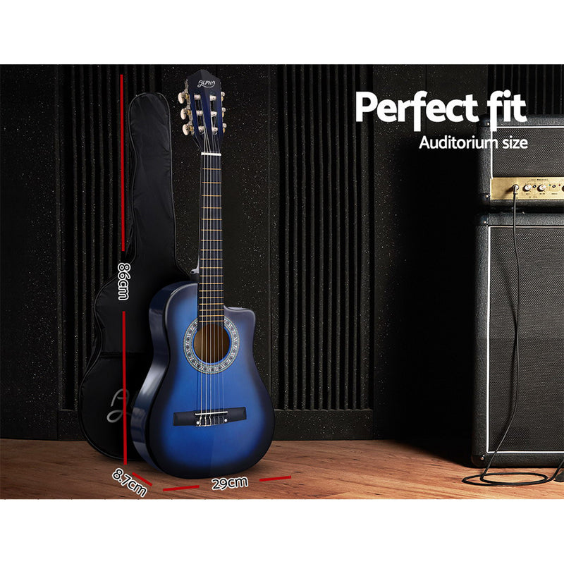 Danoz Direct - Alpha 34 Inch Classical Guitar Wooden Body Nylon String w/ Stand Beignner Blue