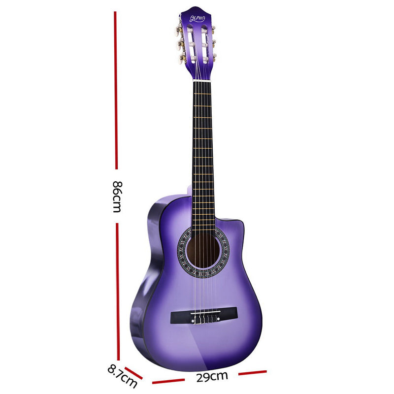 Danoz Direct - Alpha 34 Inch Classical Guitar Wooden Body Nylon String Beginner Kids Gift Purple