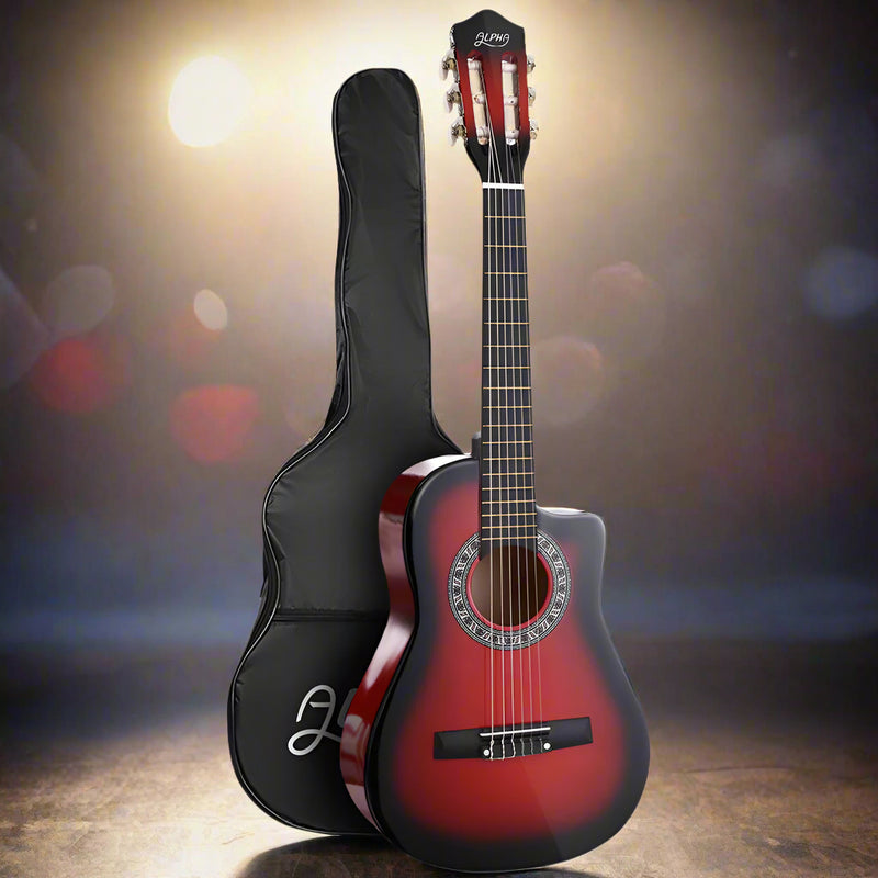 Danoz Direct - Alpha 34 Inch Classical Guitar Wooden Body Nylon String Beginner Kids Gift Red