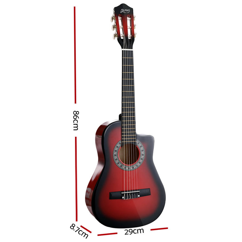 Danoz Direct - Alpha 34 Inch Classical Guitar Wooden Body Nylon String Beginner Kids Gift Red