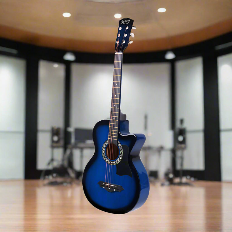 Danoz Direct - Alpha 38 Inch Acoustic Guitar Wooden Body Steel String Full Size Cutaway Blue