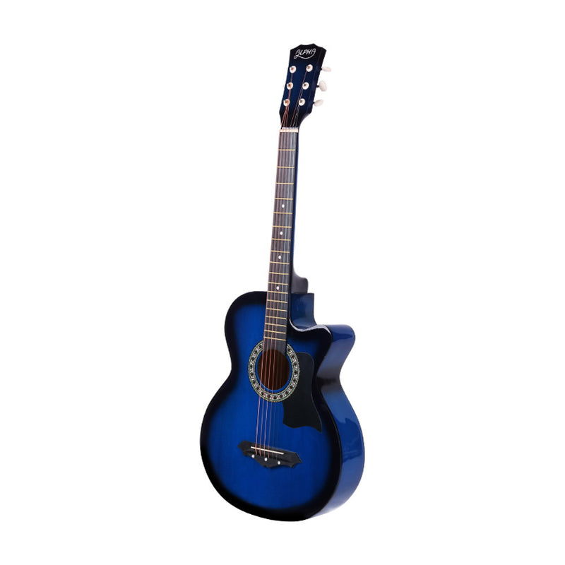Danoz Direct - Alpha 38 Inch Acoustic Guitar Wooden Body Steel String Full Size w/ Stand Blue