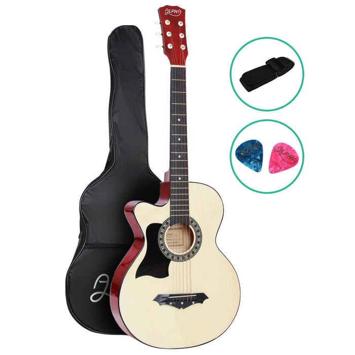 Danoz Direct - Alpha 38 Inch Acoustic Guitar Wooden Body Steel String Full Size Left Handed