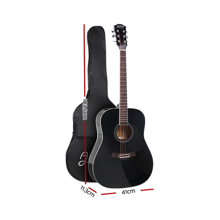 Danoz Direct - Alpha 41 Inch Acoustic Guitar Wooden Body Steel String Dreadnought Black