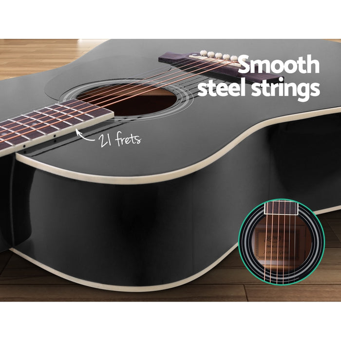 Danoz Direct - Alpha 41 Inch Acoustic Guitar Wooden Body Steel String Dreadnought Black