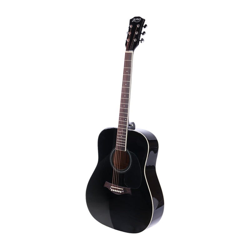 Danoz Direct - Alpha 41 Inch Acoustic Guitar Wooden Body Steel String Dreadnought Stand Black
