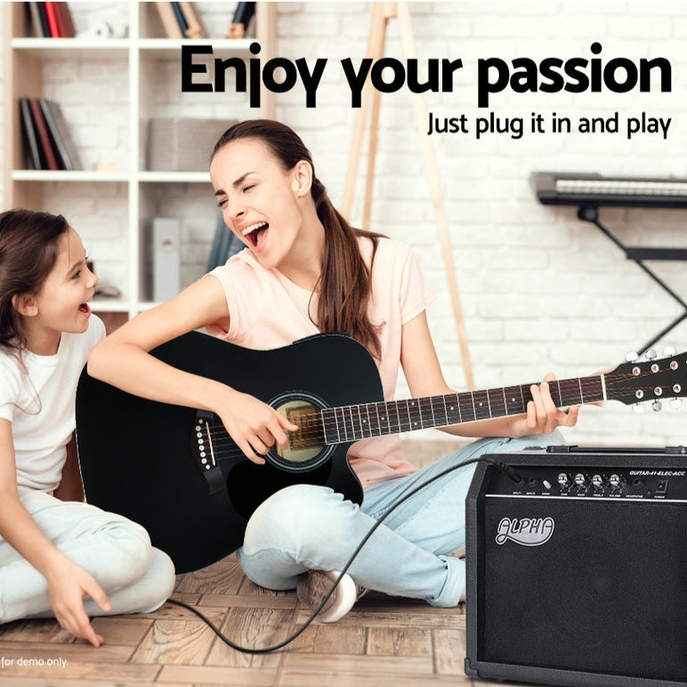 Danoz Direct - Alpha 41 Inch Acoustic Guitar Equaliser Electric Output Jack Cutaway Black