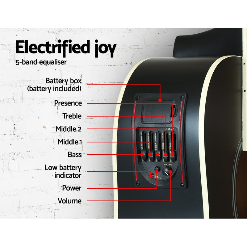 Danoz Direct - Alpha 41 Inch Acoustic Guitar Equaliser Electric Output Cutaway w/ Stand Black