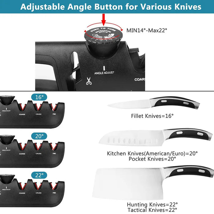 Sharpen any knife or scissors to perfection with Danoz Direct Knife Sharpener. With its 4-stage system and angle adjustability