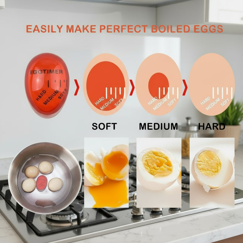 Danoz Cooking - Color Changing Egg Timer Cooking Resin Perfect Boiled Eggs By Temperature Kitchen Helper Egg Timer Red timer tools - Buy 1 Get 1 Free!