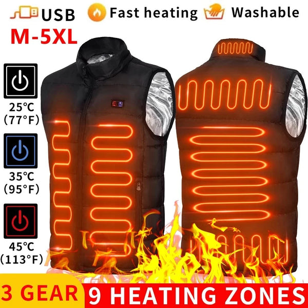 🔥 Danoz WinterSmart | Aiwetin 9-Zone Electric Heated Vest | Graphene Heating | USB Powered | Men & Women | Camping & Outdoor | Black & Blue | M–4XL ✨