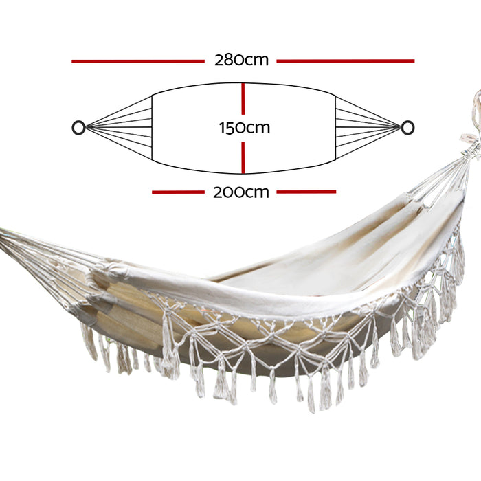 Danoz Direct - Gardeon Hammock Bed Rope Tassel Outdoor Hammocks Chair Camping