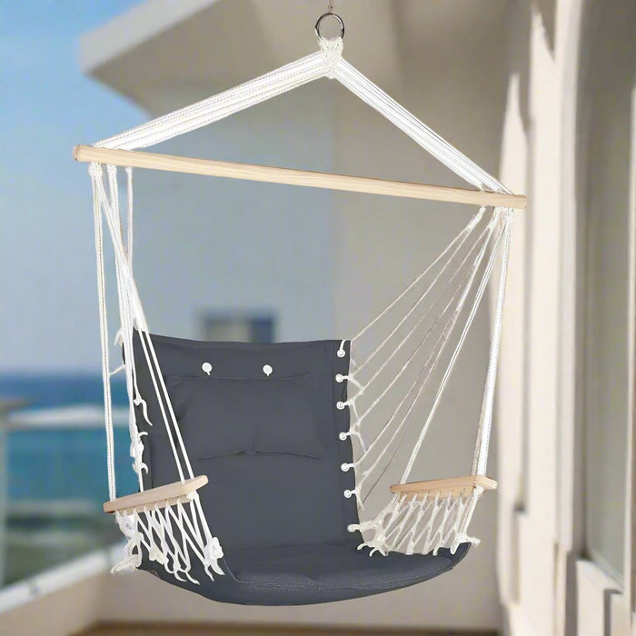 Danoz Direct - Gardeon Hammock Chair Hanging with Armrest Camping Hammocks Grey