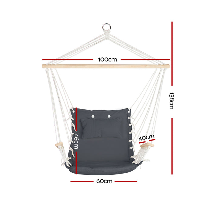 Danoz Direct - Gardeon Hammock Chair Hanging with Armrest Camping Hammocks Grey