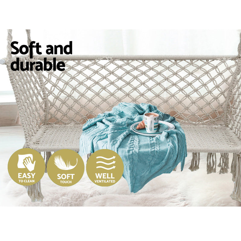 Danoz Direct - Gardeon Hammock Chair Outdoor Portable Camping⛺ Hammocks 2 Person Cream