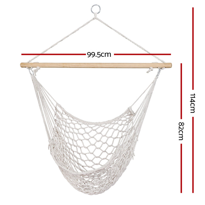 Danoz Direct - Gardeon Hammock Chair Outdoor Hanging Camping⛺ Mesh Indoor Cream