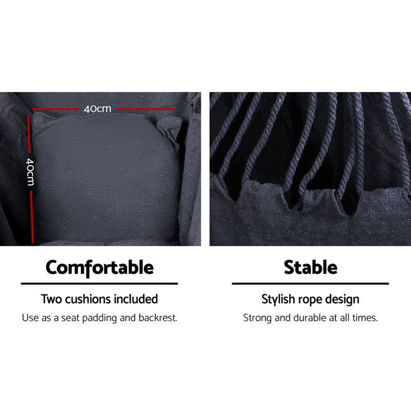 Danoz Direct - Gardeon Hammock Chair Outdoor Camping⛺ Hanging with Steel Stand Grey