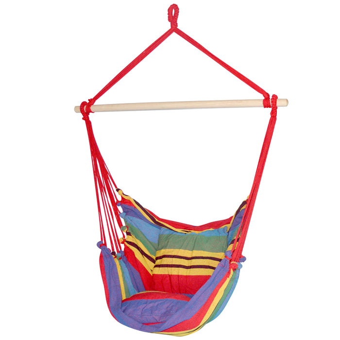 Danoz Direct - Gardeon Hammock Chair Outdoor Camping⛺ Hanging Hammocks Cushion Pillow Rainbow