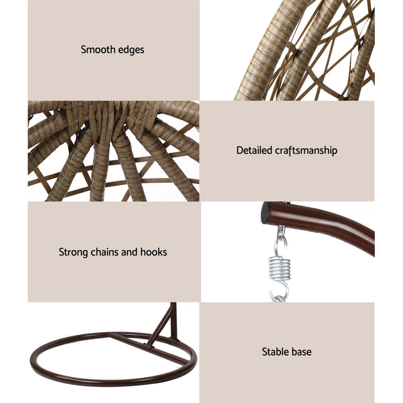 Indulge in the art of outdoor living with Danoz EggPod, crafted suspended retreat. Constructed from hand-woven, UV-resistant wicker and supported by a powder-coated steel frame!