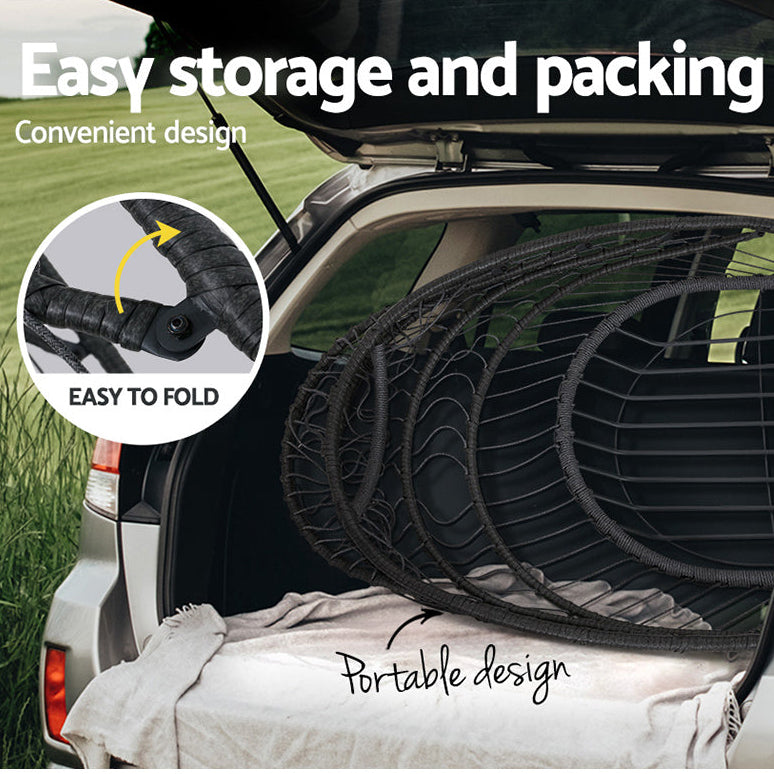 Danoz Gardeon Outdoor Egg Swing Chair Hanging Chair Wicker Rope Pod Stand Foldable Grey