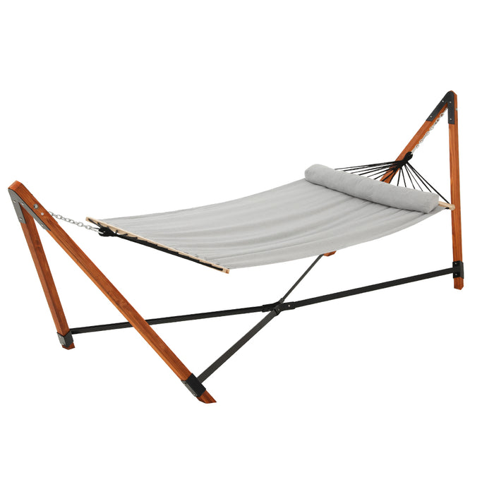 Danoz Direct - Gardeon Hammock Bed Outdoor Camping Timber Hammock with Stand Grey