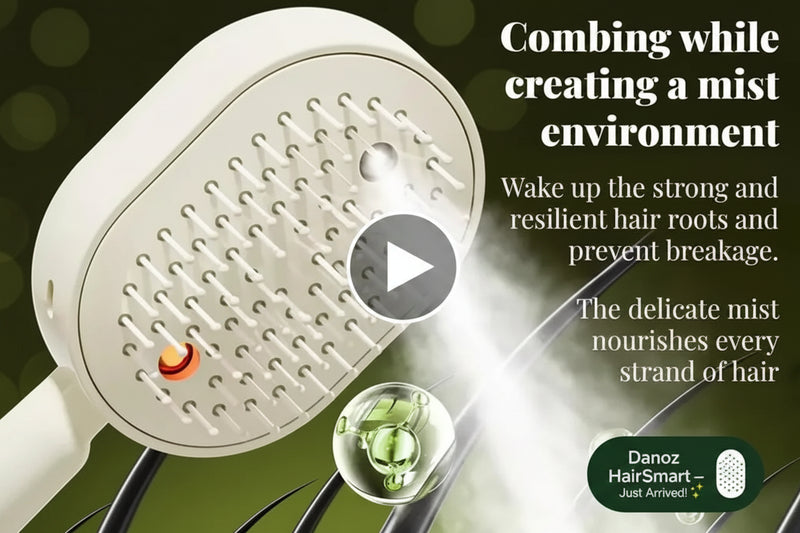 Hair care product with text about creating a mist environment and combing benefits.
