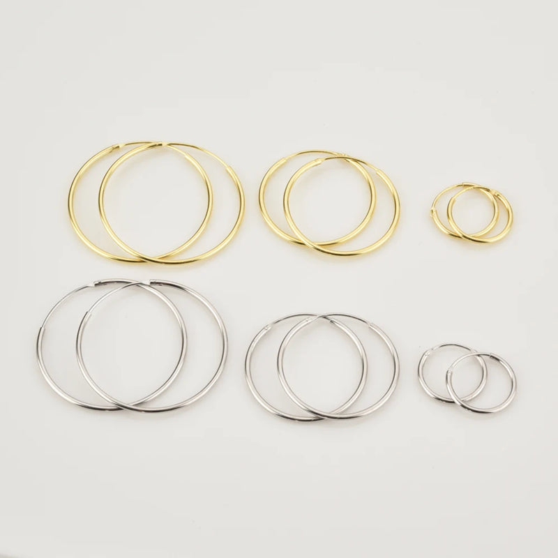 Danoz JewelrySmart - ANDYWEN 925 Sterling Silver Gold Slim Hoops 14mm 24mm 28mm Thin Circle Wedding Rock Punk Wedding Fashion Jewelry Tiny Gift