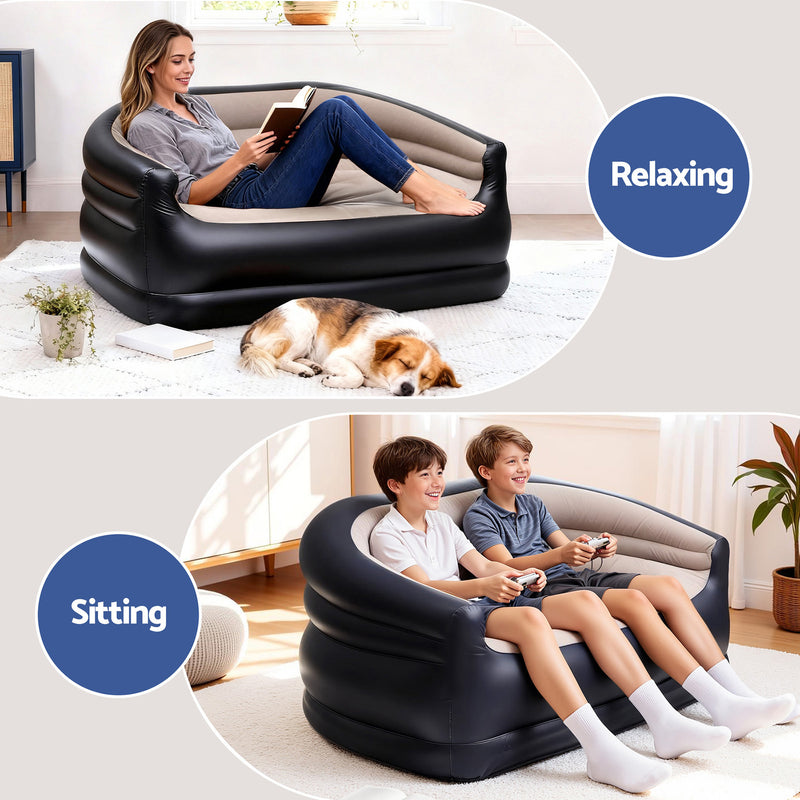 Danoz Gardeon Outdoor Air Sofa Inflatable Couch Two-Seater Lounge Chair with Pump Blow Up Couches for Camping