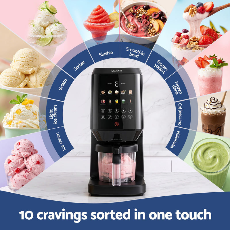 Danoz Icescream Smart - Devanti 10-in-1 Ice Cream Maker Machine Homemade Gelato Sorbet Smart Portion Control Custom Mix-Ins