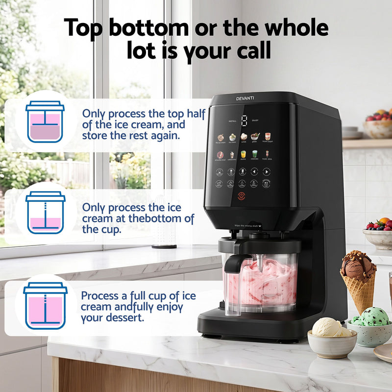 Danoz Icescream Smart - Devanti 10-in-1 Ice Cream Maker Machine Homemade Gelato Sorbet Smart Portion Control Custom Mix-Ins