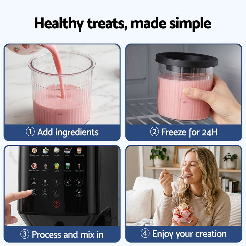 Danoz Icescream Smart - Devanti 10-in-1 Ice Cream Maker Machine Homemade Gelato Sorbet Smart Portion Control Custom Mix-Ins