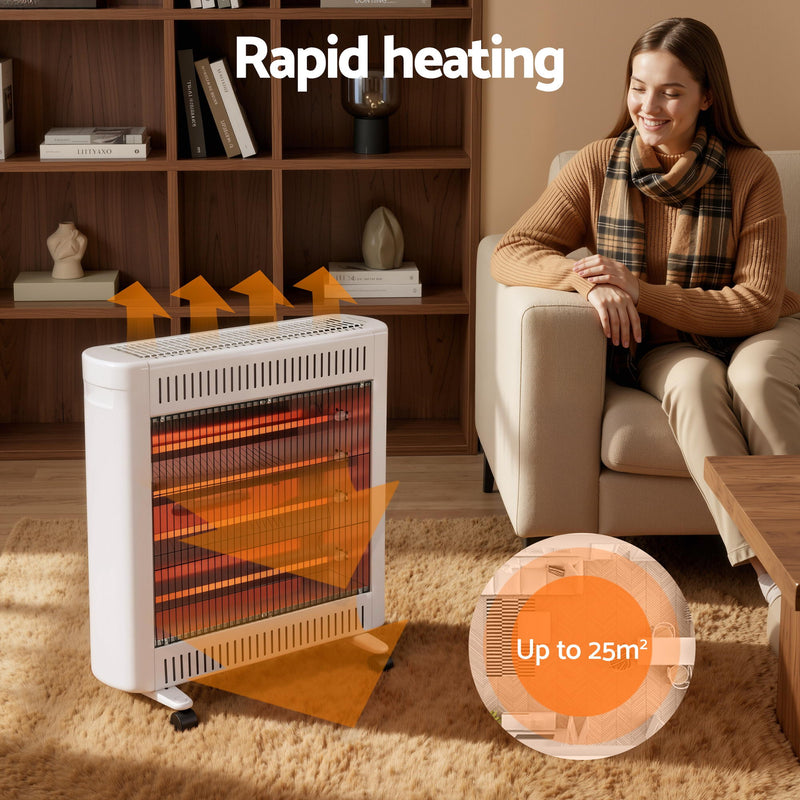 Danoz HeatingSmart - Devanti 2200W Infrared Radiant Heater Portable Electric Space Heating White