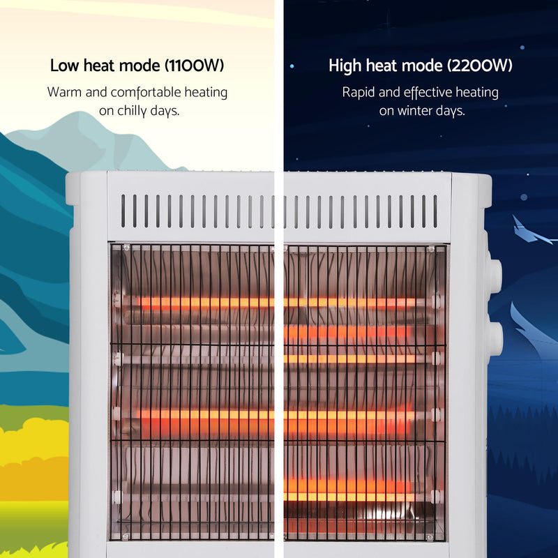 Danoz HeatingSmart - Devanti 2200W Infrared Radiant Heater Portable Electric Space Heating White
