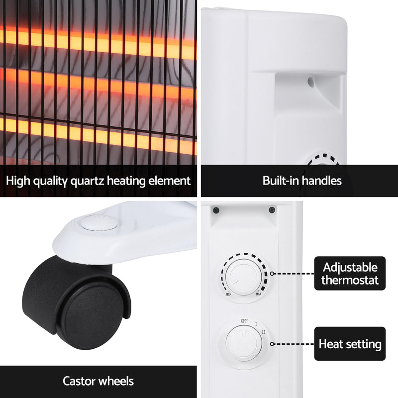 Danoz HeatingSmart - Devanti 2200W Infrared Radiant Heater Portable Electric Space Heating White