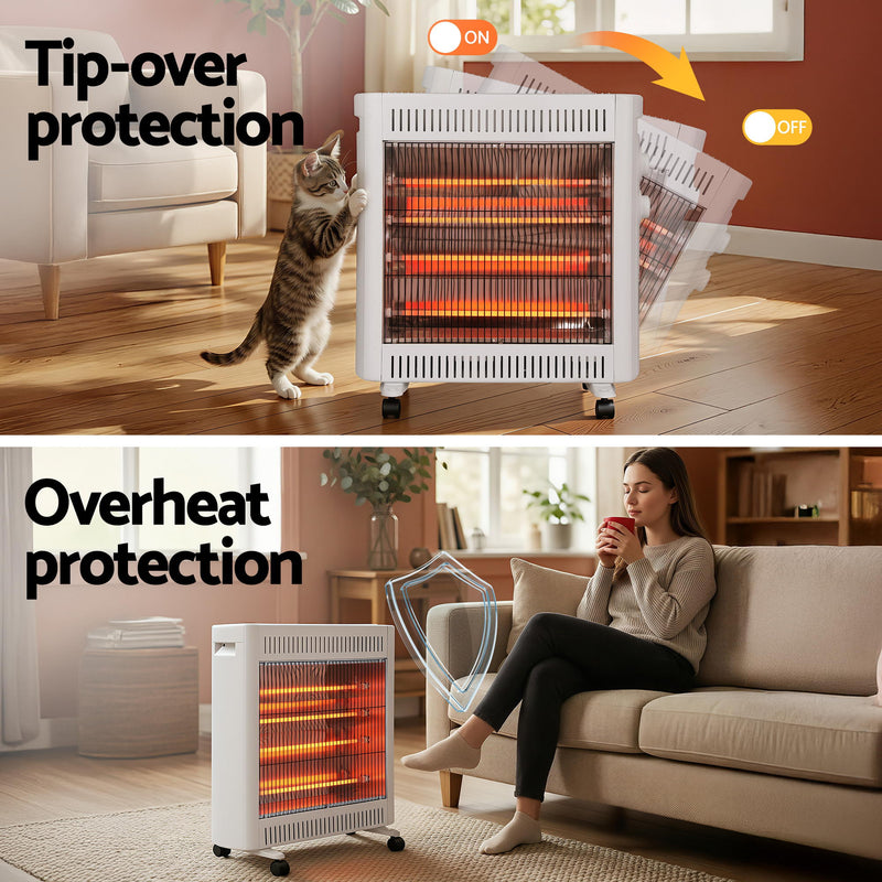 Danoz HeatingSmart - Devanti 2200W Infrared Radiant Heater Portable Electric Space Heating White