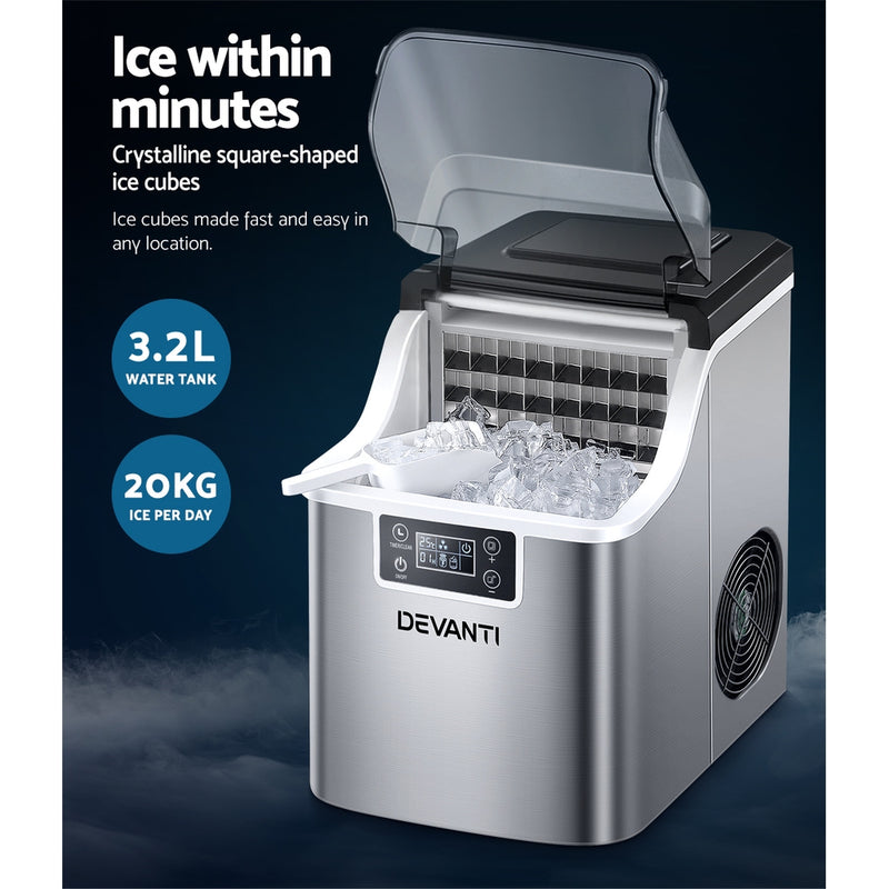 Danoz Appliances - Devanti Ice Maker Machine Commercial Portable Ice Cube Tray Countertop 3.2L