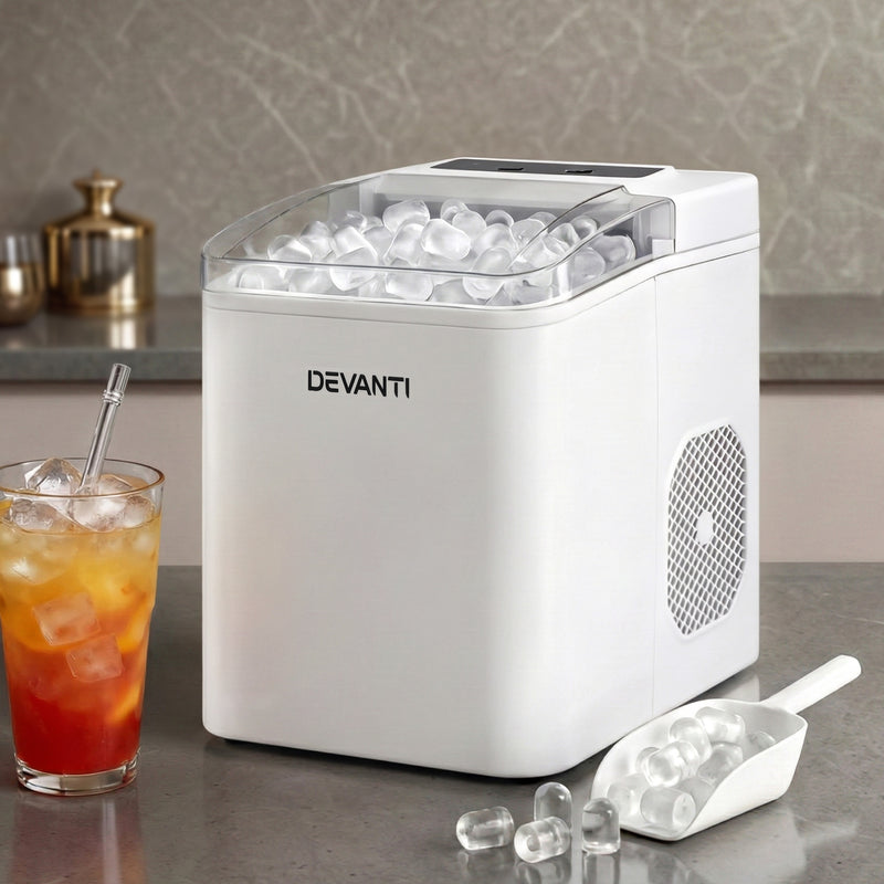 Danoz SmartAppliances, Devanti Ice Maker Machine Portable 12kg Countertop w/Self Cleaning 1.2L White