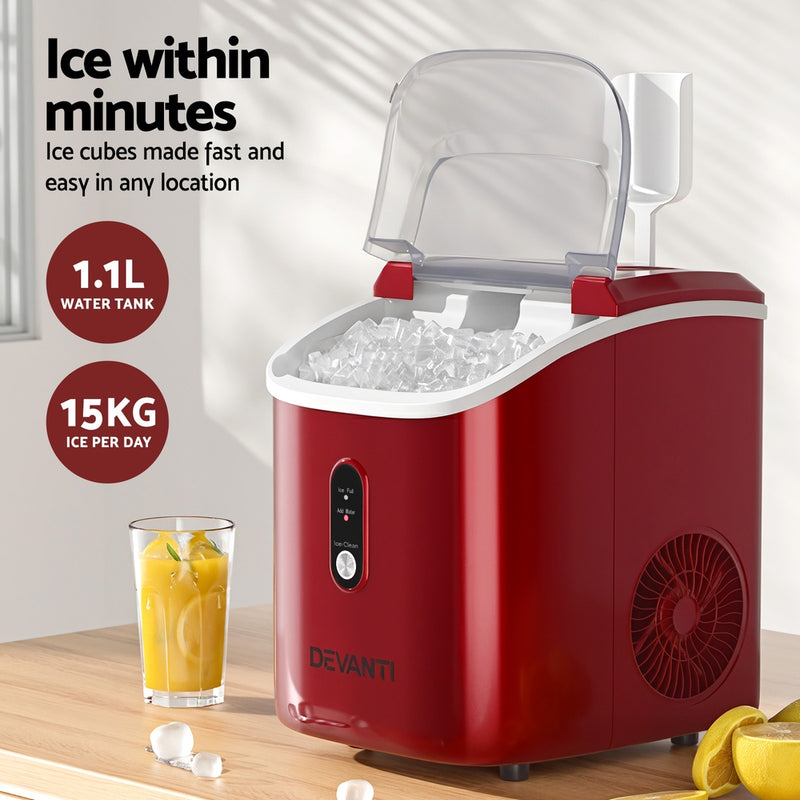 Danoz Kitchen - Devanti Ice Maker Machine 15kg Nugget Chewable Ice Cube