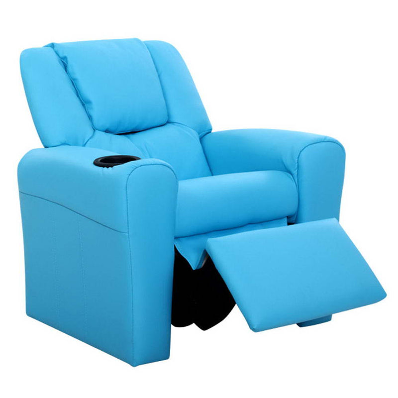 Danoz Kids - Keezi Kids Recliner Chair PU Leather Sofa Lounge Couch Children Armchair Blue