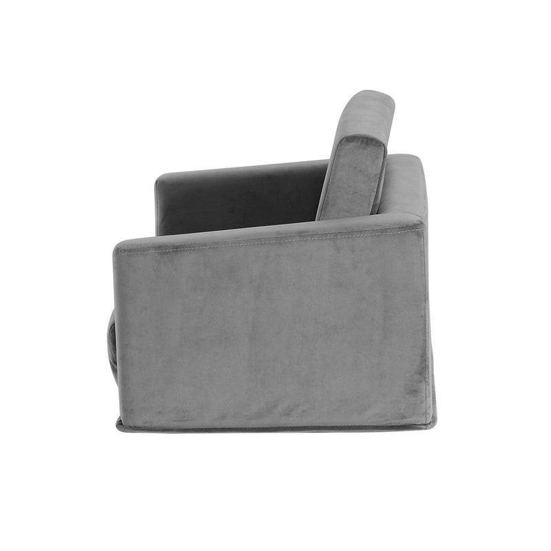 Danoz Kids - Keezi Kids Sofa 2 Seater Children Flip Open Couch Velvet Armchair Grey