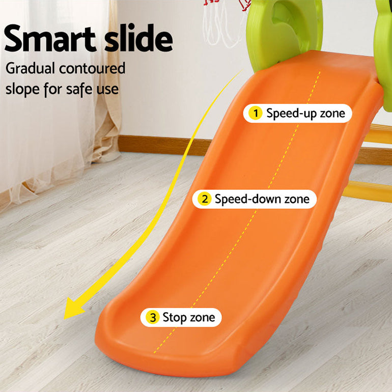 Danoz Kids - Keezi Kids Slide Set Basketball Hoop Indoor Outdoor Playground Toys 100cm Orange