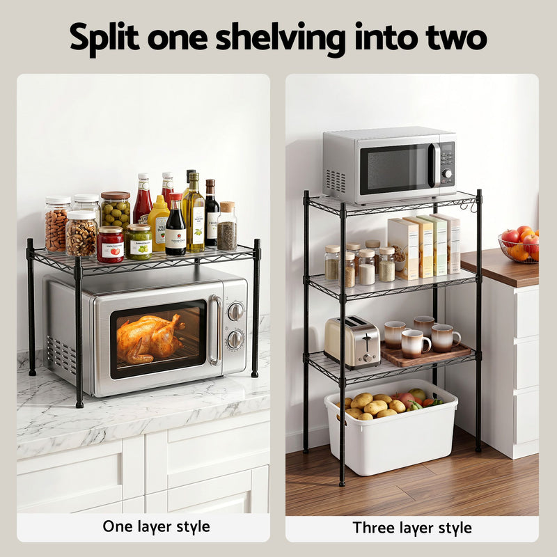 📦 Danoz StoreSmart | Artiss 5-Tier Metal Kitchen Rack Shelf | 55x30x150cm | 50kg Per Tier | Adjustable | Black