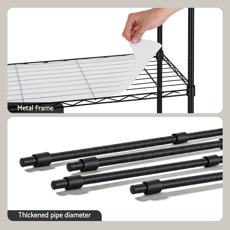 📦 Danoz StoreSmart | Artiss 5-Tier Metal Kitchen Rack Shelf | 55x30x150cm | 50kg Per Tier | Adjustable | Black